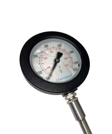 2415 SOLID STEM GAS EXPANSION PYROMETER WITH SPIRAL TUBE, SILICONE OIL FILLED, ALUMINUM CASE